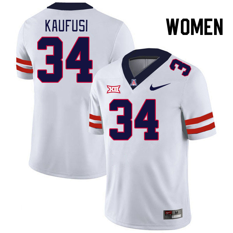 Women #34 Ammon Kaufusi Arizona Wildcats Big 12 Conference College Football Jerseys Stitched-White